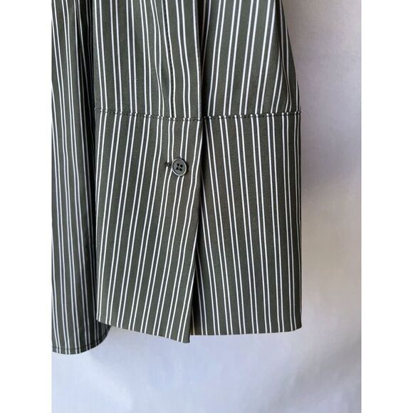 Lafayette 148 New York Blouse Green Striped Jake Cotton Button Down Shirt XL - Picture 4 of 12